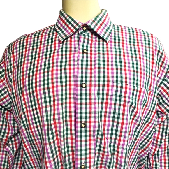 Vintage Alpin de luxe Oktoberfest Checkered Multicolour Shirt Men's Size XL - Picture 2 of 6